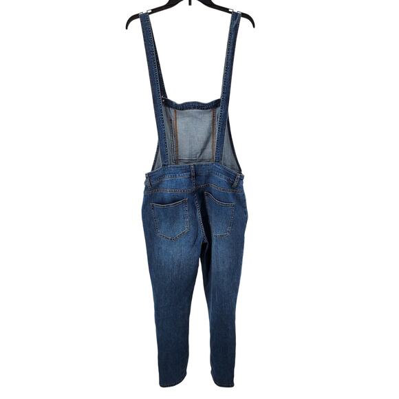 Free People Womens 31‎ Washed Denim Skinny Leg Overalls Side Zipper Pre-Owned - Picture 3 of 5